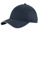 Port Authority Unstructured Sandwich Bill Cap. C919 Navy/ White