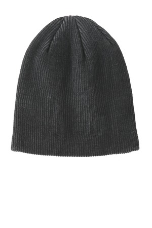 Port Authority Rib Knit Slouch Beanie. C935 Black/ Iron Grey