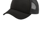 Port Authority 5-Panel Twill Foam Trucker Cap. C936 Black/ Black