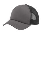 Port Authority 5-Panel Twill Foam Trucker Cap. C936 Charcoal/ Black