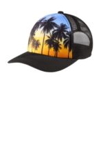 Port Authority Photo Real Snapback Trucker Cap C950 Palm Trees