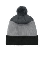 Port Authority Cozy Striped Pom Beanie C979 Deep Black/ Gusty Grey/ Storm Grey
