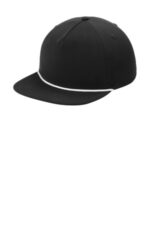 Port Authority 5-Panel Poly Rope Cap C981 Black/ White