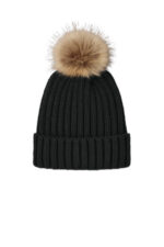 Port Authority Faux Fur Pom Beanie C990 Deep Black