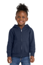 Port & Co Toddler Core Fleece Full-Zip Hooded Sweatshirt. CAR78TZH Navy