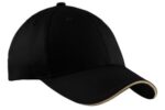 Port Authority Cotton Twill Sandwich Bill Cap. CP85 Black/ Khaki
