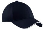 Port Authority Cotton Twill Sandwich Bill Cap. CP85 Navy/ White