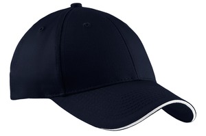 Port Authority Cotton Twill Sandwich Bill Cap. CP85 Navy/ White