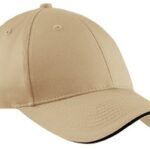 Port Authority Cotton Twill Sandwich Bill Cap. CP85 Stone/ Black
