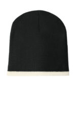 Port Authority Beanie Cap. CP91 Black/ Natural