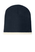 Port Authority Beanie Cap. CP91 Navy/ Natural