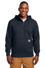 Carhartt Rain Defender Paxton Heavyweight Hooded Zip Mock Sweatshirt. CT100617 New Navy