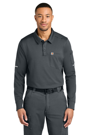 Carhartt FLD & RSCU Long Sleeve Polo CTC16129 Pewter