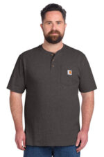 Carhartt Short Sleeve Henley T-Shirt CTK84 Carbon Heather