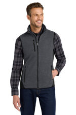 Port Authority R-Tek Pro Fleece Full-Zip Vest. F228 Charcoal Heather/ Black