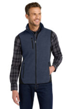 Port Authority R-Tek Pro Fleece Full-Zip Vest. F228 Navy Heather/ Black