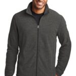Port Authority Heather Microfleece Full-Zip Jacket. F235 Black Charcoal Heather