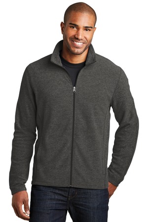 Port Authority Heather Microfleece Full-Zip Jacket. F235 Black Charcoal Heather