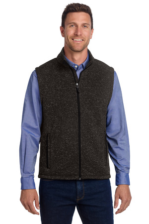 Port Authority Sweater Fleece Vest F236 Black Heather