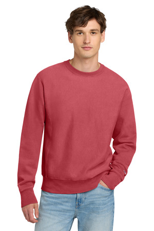 Champion Reverse Weave Garment-Dyed Crewneck Sweatshirt. GDS149 Crimson