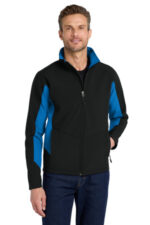 Port Authority Core Colorblock Soft Shell Jacket. J318 Black/ Imperial Blue
