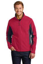 Port Authority Core Colorblock Soft Shell Jacket. J318 Rich Red/ Battleship Grey