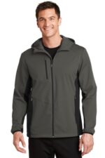 Port Authority Active Hooded Soft Shell Jacket. J719 Grey Steel/ Deep Black