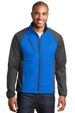 Port Authority Hybrid Soft Shell Jacket. J787 Skydiver Blue/ Grey Steel