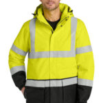 Port Authority ANSI 107 Class 3 Safety Heavyweight Parka. J799S Safety Yellow/ Black/ Reflective