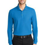 Port Authority Long Sleeve Core Classic Pique Polo. K100LS Coastal Blue