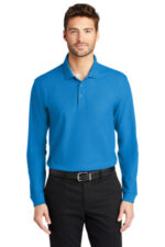 Port Authority Long Sleeve Core Classic Pique Polo. K100LS Coastal Blue