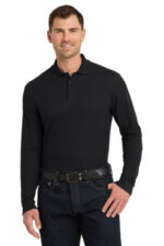 Port Authority Long Sleeve Core Classic Pique Polo. K100LS Deep Black