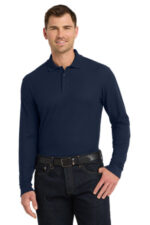 Port Authority Long Sleeve Core Classic Pique Polo. K100LS River Blue Navy