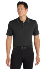 Port Authority Dry Zone UV Micro-Mesh Tipped Polo. K111 Deep Black/ Graphite