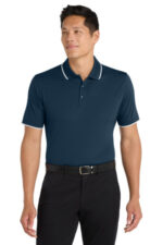 Port Authority Dry Zone UV Micro-Mesh Tipped Polo. K111 River Blue Navy/ White