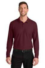 Port Authority Wearever Signature Pique Long Sleeve Polo K200LS Burgundy
