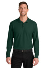 Port Authority Wearever Signature Pique Long Sleeve Polo K200LS Dark Green