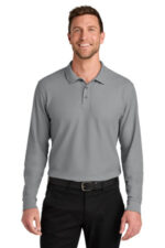Port Authority Wearever Signature Pique Long Sleeve Polo K200LS Gusty Grey