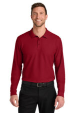 Port Authority Wearever Signature Pique Long Sleeve Polo K200LS Rich Red