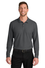Port Authority Wearever Signature Pique Long Sleeve Polo K200LS Storm Grey