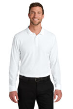 Port Authority Wearever Signature Pique Long Sleeve Polo K200LS White