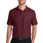 Port Authority Wearever Signature Pique Pocket Polo K200P Burgundy