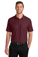 Port Authority Wearever Signature Pique Pocket Polo K200P Burgundy