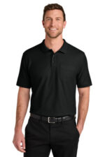 Port Authority Wearever Signature Pique Pocket Polo K200P Deep Black