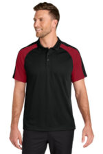 Port Authority Wearever Performance Pique Colorblock Polo K247 Deep Black/ Rich Red
