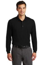 Port Authority Long Sleeve Silk Touch Polo with Pocket. K500LSP Black