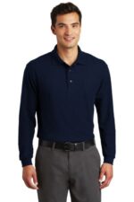 Port Authority Long Sleeve Silk Touch Polo with Pocket. K500LSP Navy