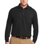 Port Authority Silk Touch Long Sleeve Polo. K500LS Black