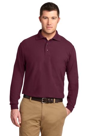 Port Authority Silk Touch Long Sleeve Polo. K500LS Burgundy