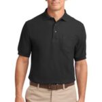Port Authority Silk Touch Polo with Pocket. K500P Black
